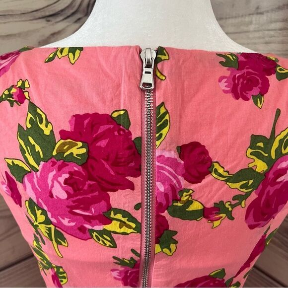 Betsey Johnson Pink Floral Fit & Flare Sleeveless Cotton Dress - Picture 8 of 8